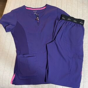 Purple Scrub Set with Pink Accents